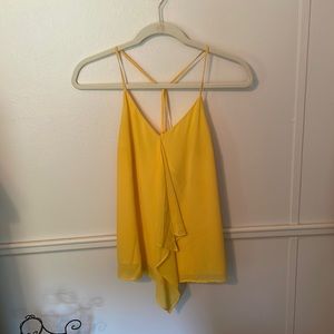 Yellow cami top with front fabric detail